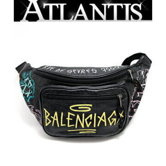 Balenciaga Handbags - Balenciaga Graffiti Explorer Body Bum Crossbody Belt Bag Black Multicolor